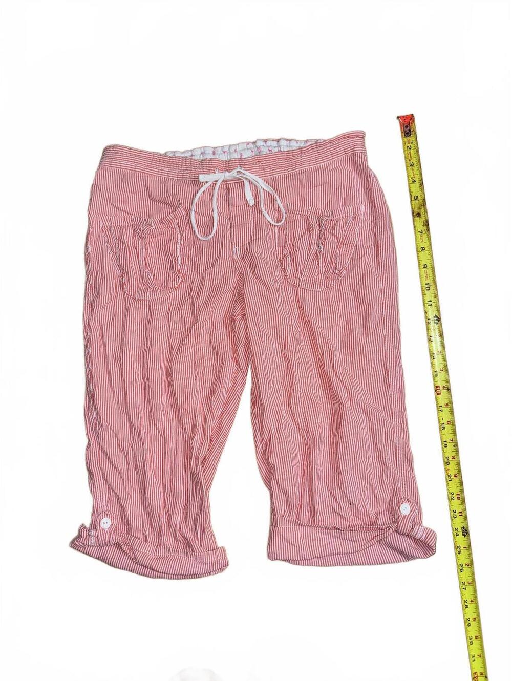 Victoria's Secret PINK Pink Striped Capris with Drawstring Waist, Size M